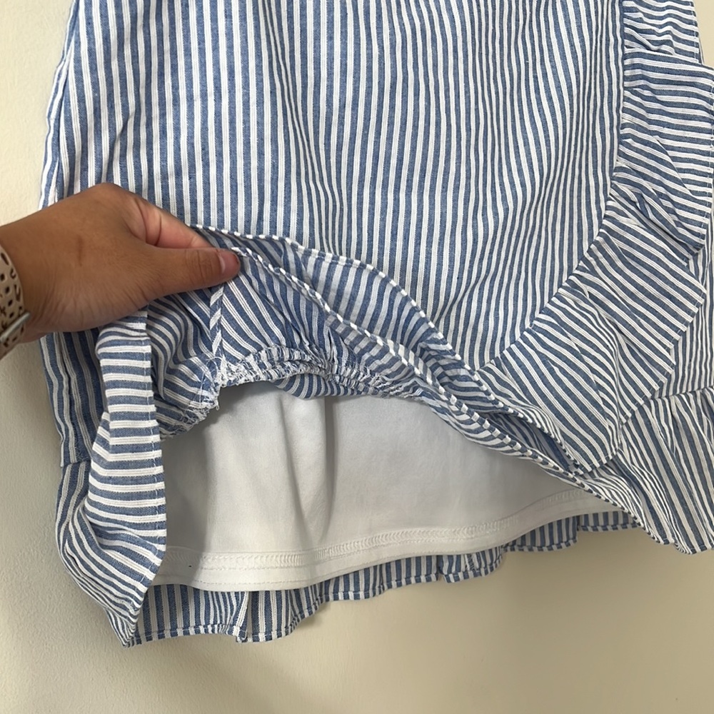 Love Riche Blue White Stripe Ruffle Skirt Size Large - Picture 4 of 8